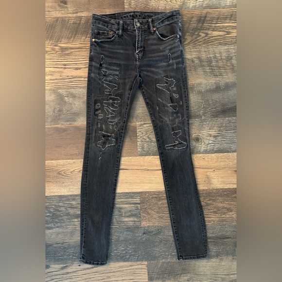 American Eagle Skinny Jeans Men's 30x30 Black Next Level Flex Denim Distressed - Picture 1 of 7